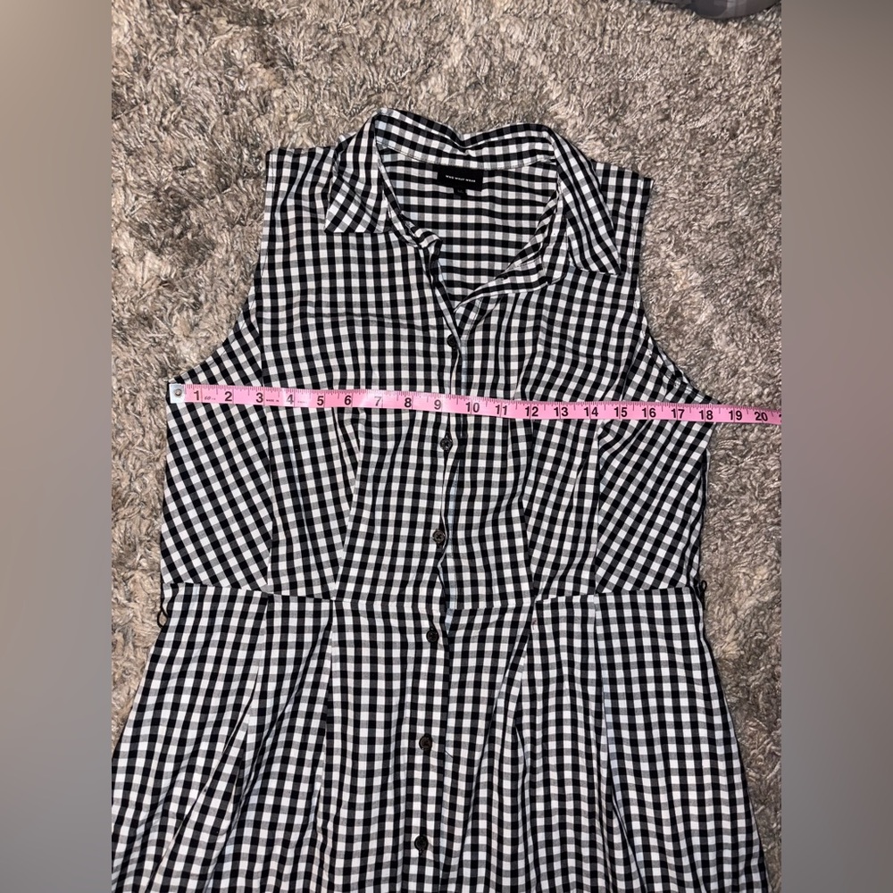 Who What Wear Black White Gingham Sleeveless Button Down Shirt Dress M - Picture 9 of 11